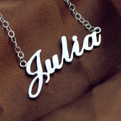 Solid 18ct White Gold Plated Julia Style Name Necklace - Handmade By AOL Special