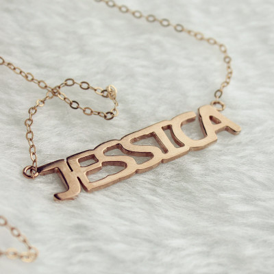 Solid Rose Gold Plated Jessica Style Name Necklace - Handmade By AOL Special