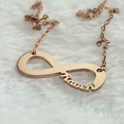 Solid Rose Gold 18ct Infinity Name Necklace - Handmade By AOL Special