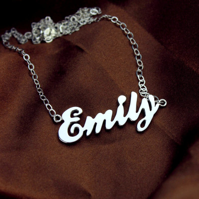 Cursive Script Name Necklace 18ct Solid White Gold - Handmade By AOL Special