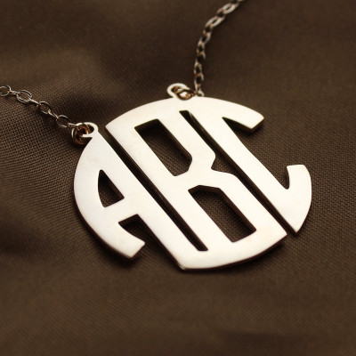Solid Rose Gold Initial Block Monogram Pendant Necklace - Handmade By AOL Special