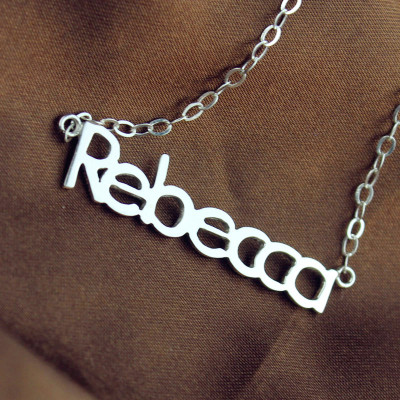 Solid White Gold Rebecca Style Name Necklace - Handmade By AOL Special