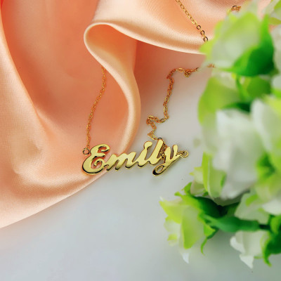 Cursive Script Name Necklace 18ct Solid Gold - Handmade By AOL Special