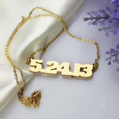 Personial Solid Gold Number Necklace - Handmade By AOL Special