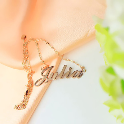 Solid Rose Gold Plated Julia Style Name Necklace - Handmade By AOL Special