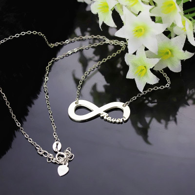 Solid White Gold 18ct Infinity Name Necklace - Handmade By AOL Special