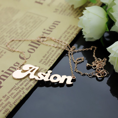 Personalized 18ct Rose Gold Plated BANANA Font Style Name Necklace - Handmade By AOL Special