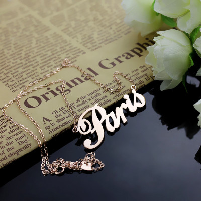 Paris Hilton Style Name Necklace 18ct Solid Rose Gold Plated - Handmade By AOL Special
