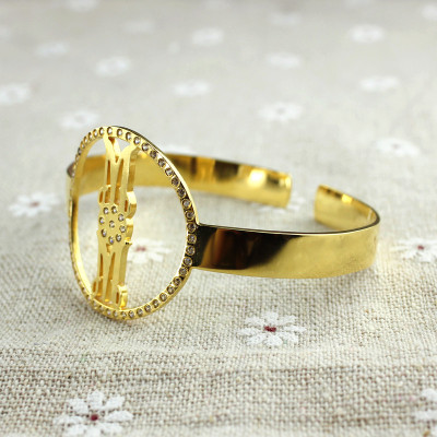 Personal Gold Plated Silver Monogram Circle Bracelet With Birthstone - Handmade By AOL Special