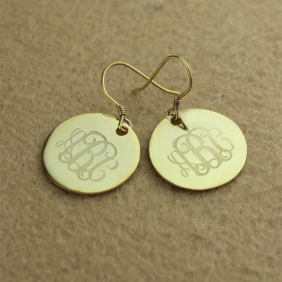 Solid 18ct Gold Circle Signet Monogram Earring - Handmade By AOL Special