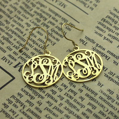 18ct Gold Plated Personalized Circle Monogram Earring - Handmade By AOL Special