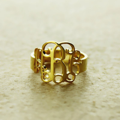Solid Gold Personalized Monogram Ring - Handmade By AOL Special