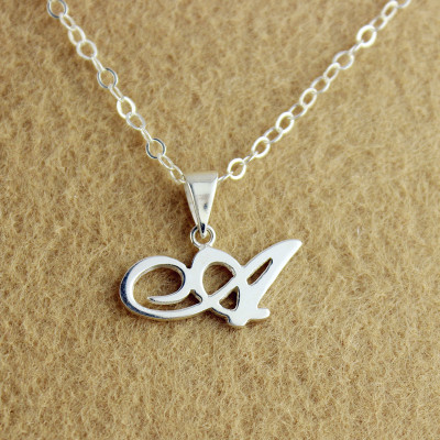Personalized Madonna Style Initial Necklace Solid White Gold - Handmade By AOL Special