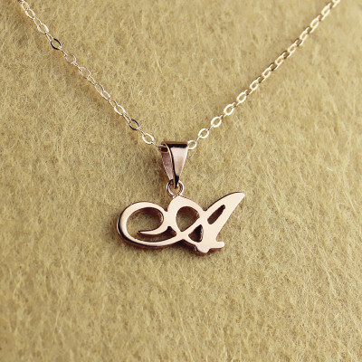 Personalized Madonna Style Initial Necklace 18ct Solid Rose Gold - Handmade By AOL Special