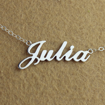 Solid 18ct White Gold Plated Julia Style Name Necklace - Handmade By AOL Special