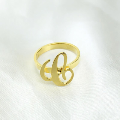 Personalized Carrie Initial Letter Ring 18ct Gold Plated - Handmade By AOL Special