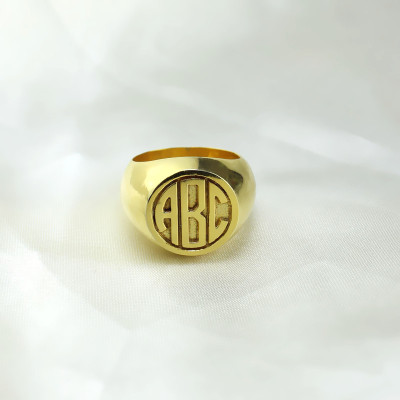 Customised Signet Ring with Block Monogram 18ct Gold Plated - Handmade By AOL Special