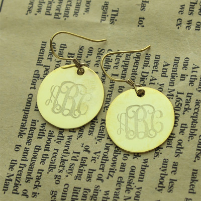 Solid 18ct Gold Circle Signet Monogram Earring - Handmade By AOL Special