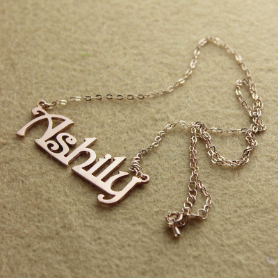 Solid Rose Gold Harrington Font Name Necklace - Handmade By AOL Special
