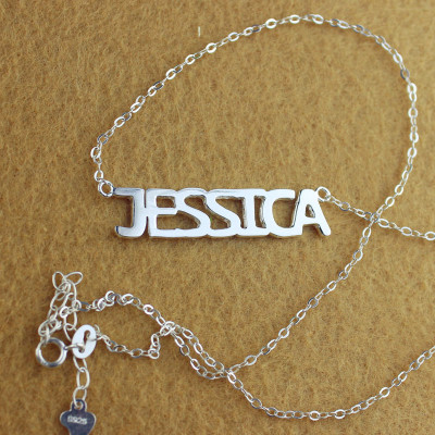 Solid White Gold Plated Jessica Style Name Necklace - Handmade By AOL Special