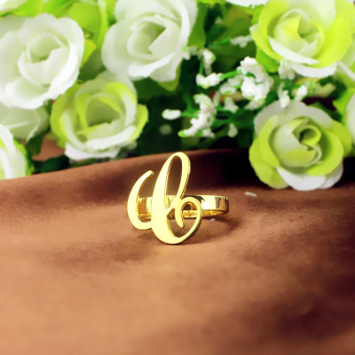 Personalized Carrie Initial Letter Ring 18ct Gold Plated - Handmade By AOL Special
