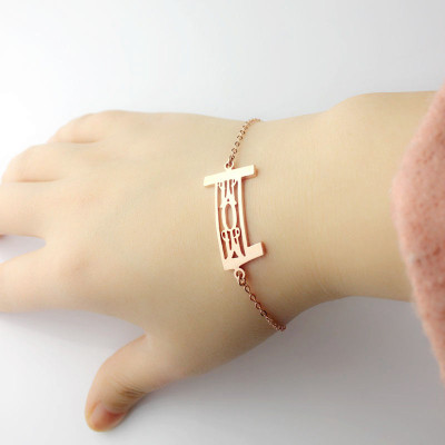 Personal Rose Gold Plated 925 Silver 3 Initials Monogram Bracelet/Anklet - Handmade By AOL Special
