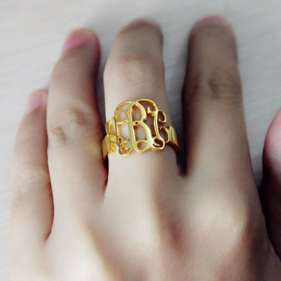 Solid Gold Personalized Monogram Ring - Handmade By AOL Special