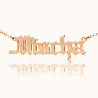 Mischa Barton Style Old English Font Name Necklace 18ct Rose Gold Plated - Handmade By AOL Special