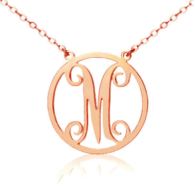 Solid Rose Gold 18ct Single Initial Circle Monogram Necklace - Handmade By AOL Special