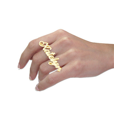 Two Finger Name Ring in Solid 18ct Gold - Handmade By AOL Special