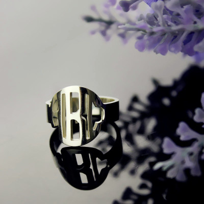 Sterling Silver Block Monogram Ring Gifts - Handmade By AOL Special