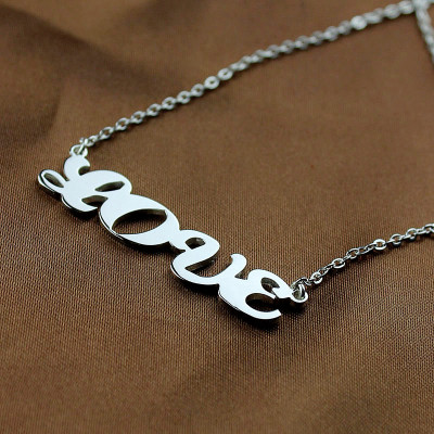 Capital Name Plate Necklace Sterling Silver - Handmade By AOL Special