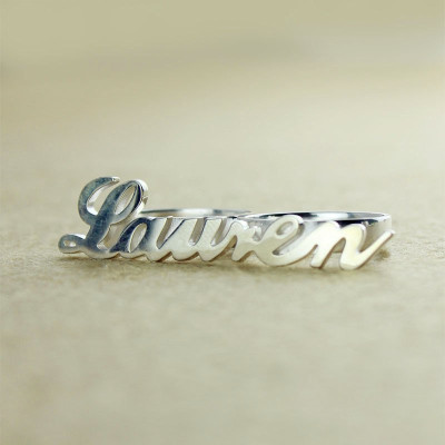 Personalized Allegro Two Finger Name Ring Sterling Silver - Handmade By AOL Special