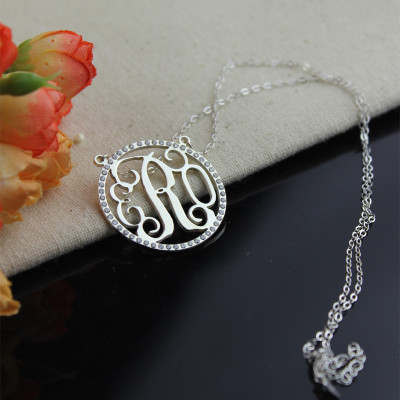 Birthstone Circle Monogram Necklace Sterling Silver - Handmade By AOL Special