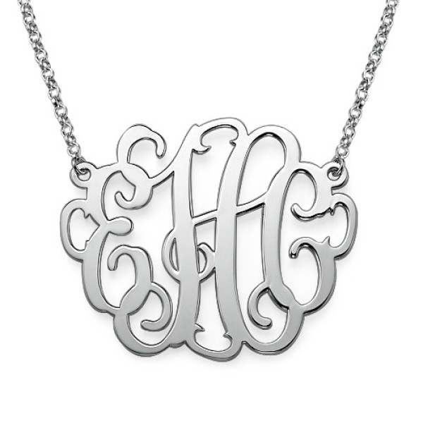 2 Inch Silver Large Monogrammed Necklace - Handmade By AOL Special