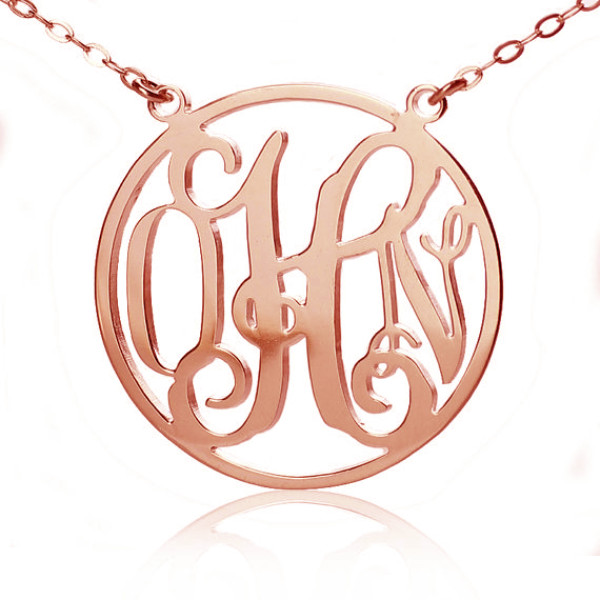 Circle 18ct Solid Rose Gold Initial Monogram Name Necklace - Handmade By AOL Special