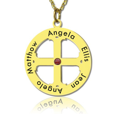 Cross Name Necklace with Circle Frame 18ct Gold Plated 925 Silver - Handmade By AOL Special