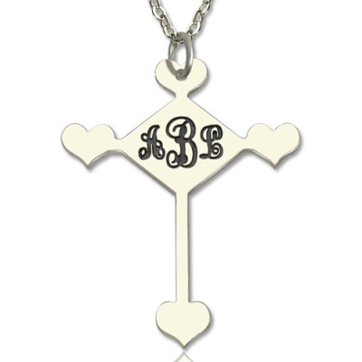 Sterling Silver Cross Monogram Necklace - Handmade By AOL Special