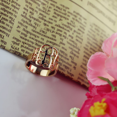Personalized Rose Gold Monogram Ring - Handmade By AOL Special