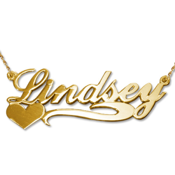 Side Heart 18ct Gold Name Necklace - Handmade By AOL Special