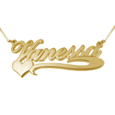 Side Heart 18ct Gold Plated Silver Name Necklace - Handmade By AOL Special