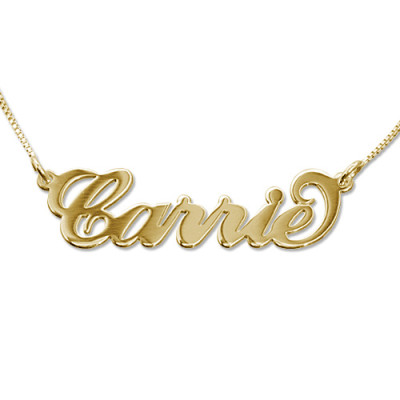 18ct Gold Double Thickness "Carrie" Name Necklace - Handmade By AOL Special