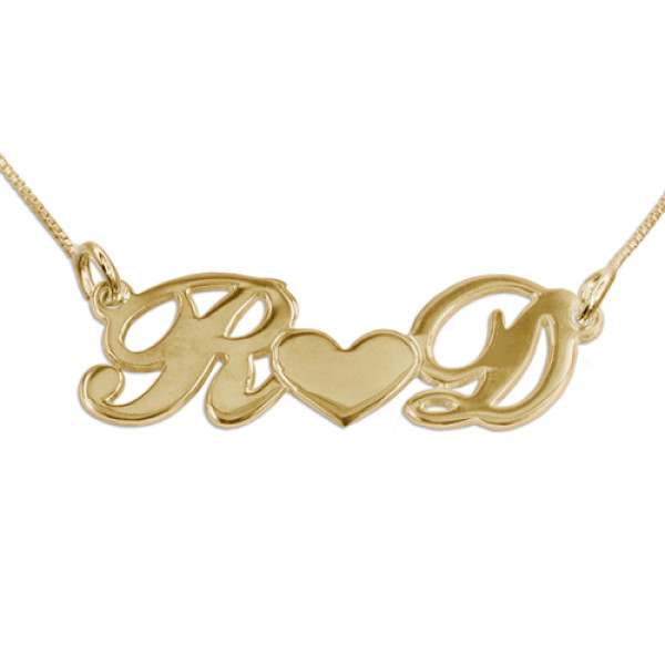 Couples Heart Necklace in 18ct Gold Plating - Handmade By AOL Special