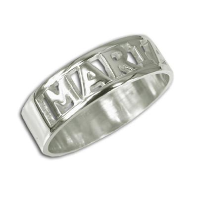 Personalized English Silver Engraved Name Ring - Handmade By AOL Special