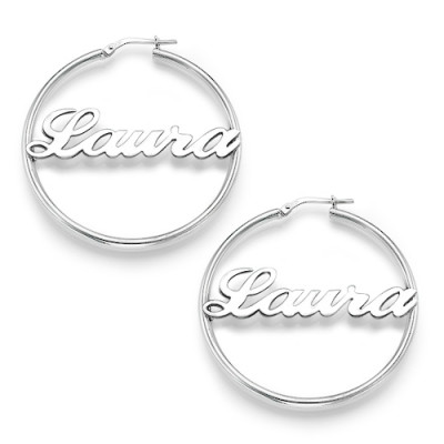 Sterling Silver Hoop Name Earrings - Handmade By AOL Special
