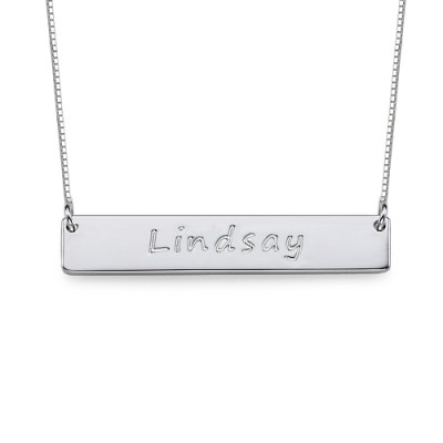 Sterling Silver Bar Nameplate Necklace - Handmade By AOL Special