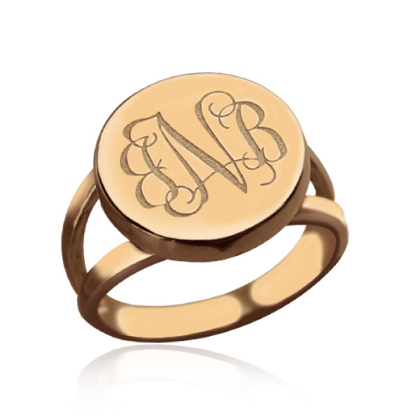 Rose Gold Circle Signet Monogram Ring - Handmade By AOL Special