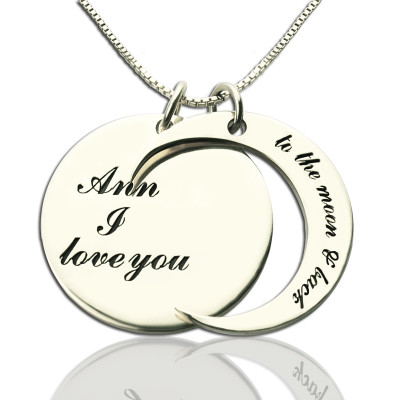 Personalized I Love You to the Moon and Back Love Necklace Sterling Silver - Handmade By AOL Special