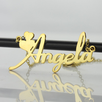Personalized Solid Gold Fiolex Girls Fonts Heart Name Necklace - Handmade By AOL Special