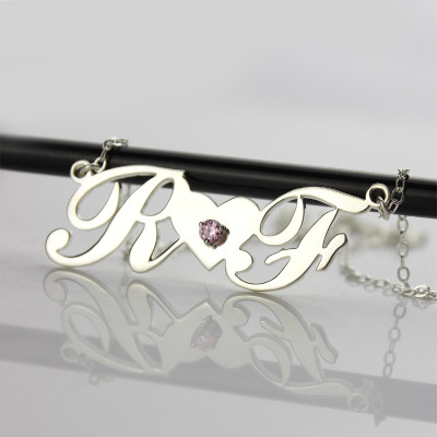 Sterling Silver Double initials Necklace - Handmade By AOL Special